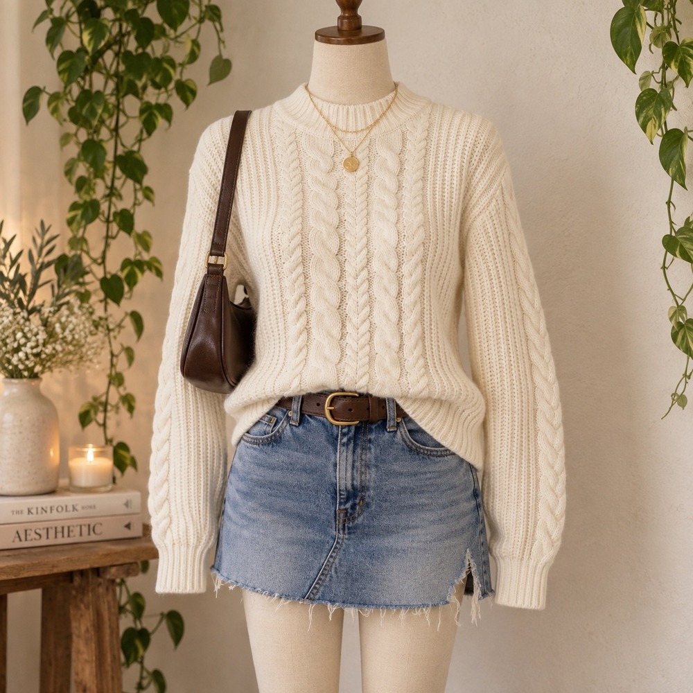 Abercrombie & Fitch Chunky Cable Knit Mock Neck Sweater youth‎ 15/16 fits Small